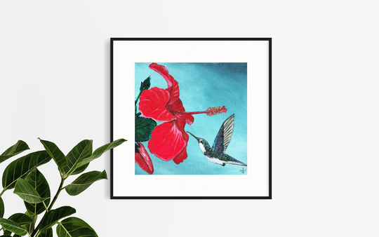 Hibiscus Flower Art Print, Art, Tropical Floral Print, Painting, Canvas