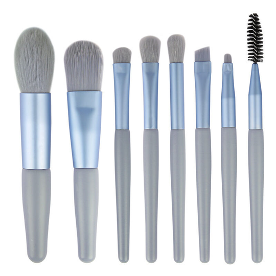 Muff - Morandi 8 Makeup Set Brushes Loose Powder Highlight Blush Eyebrow Brush Lip Brush blue