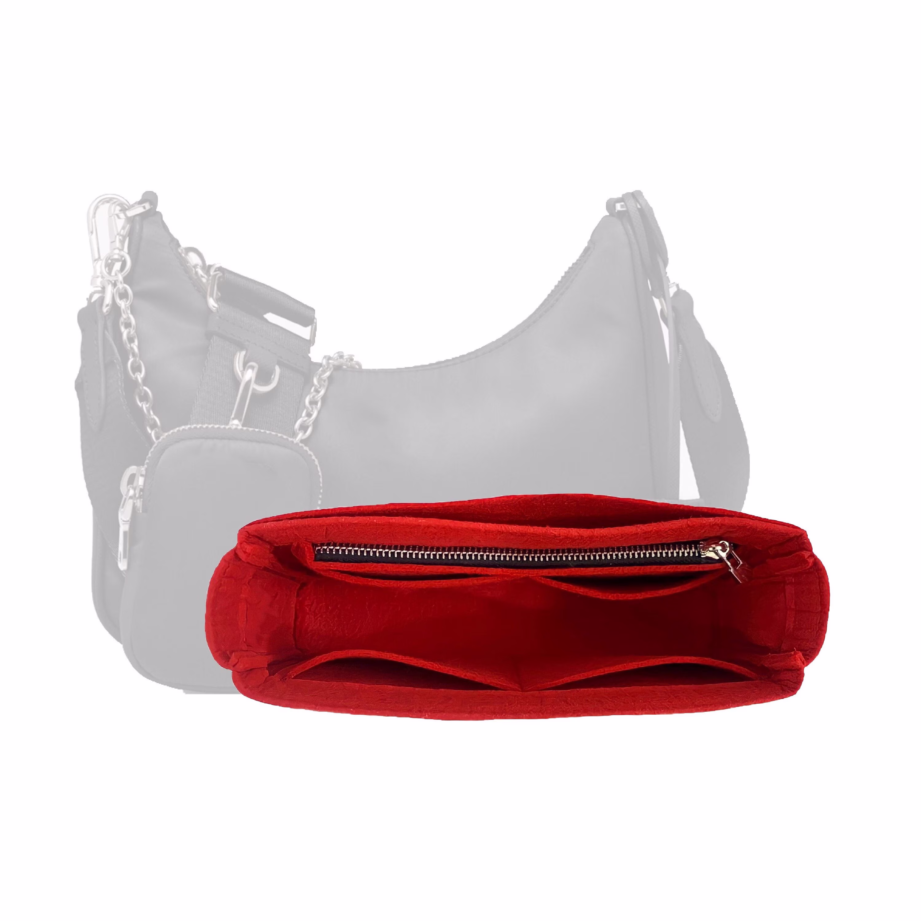 Organizer For Re Edition 2005 | Zipper Insert/Tote Felt Bag Handbag Storage Purse With Pocket Accessories Holder