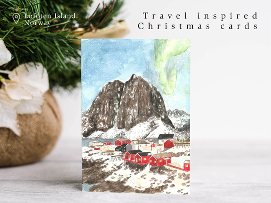 Christmas Cards, Travel Inspired Art, Hand Illustrated, A6 Eco-Friendly Cards