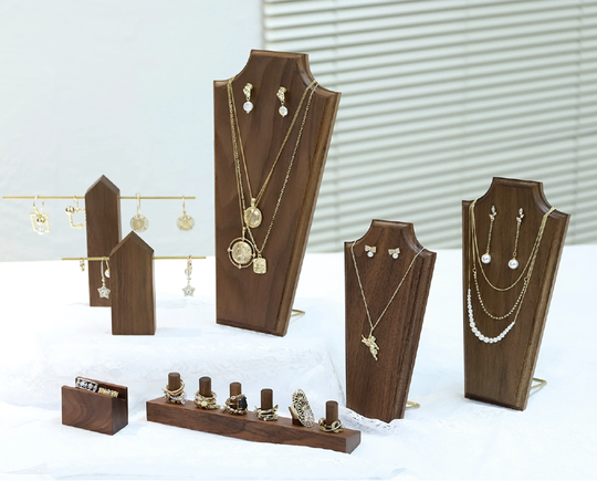 Walnut Wood Necklace Display, Bust, Wooden Jewelry Organizer Stand Ds1269