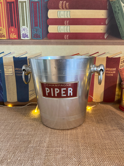 Large Vintage French Piper Branded Aluminium Champagne Ice Bucket With Two Handles