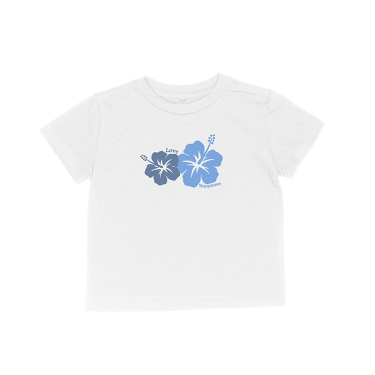 Love & Happiness Hibiscus Baby Tee, Y2K Aesthetic Crop Top 2000S Inspired Tee, Slogan Graphic T-Shirt , Gift For Her