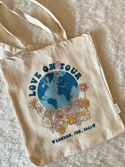Organic Cotton Love On Tour Tote Bag, Lot Tote Custom Bag