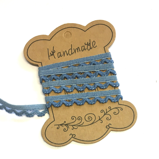 5 Metres 10mm Powder Blue Edging Elastic, Fancy Ric Rac Edge Scalloped Haberdashery, Sewing