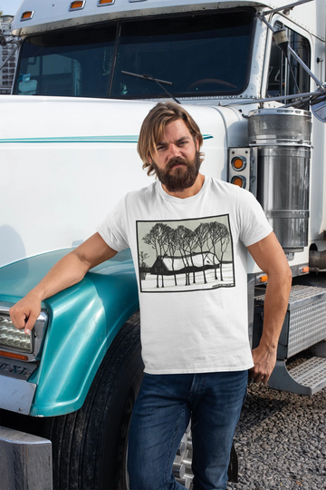 Farm in The Snow | 1921 - Unisex Organic T-Shirt, Vintage Style Art T-Shirt
