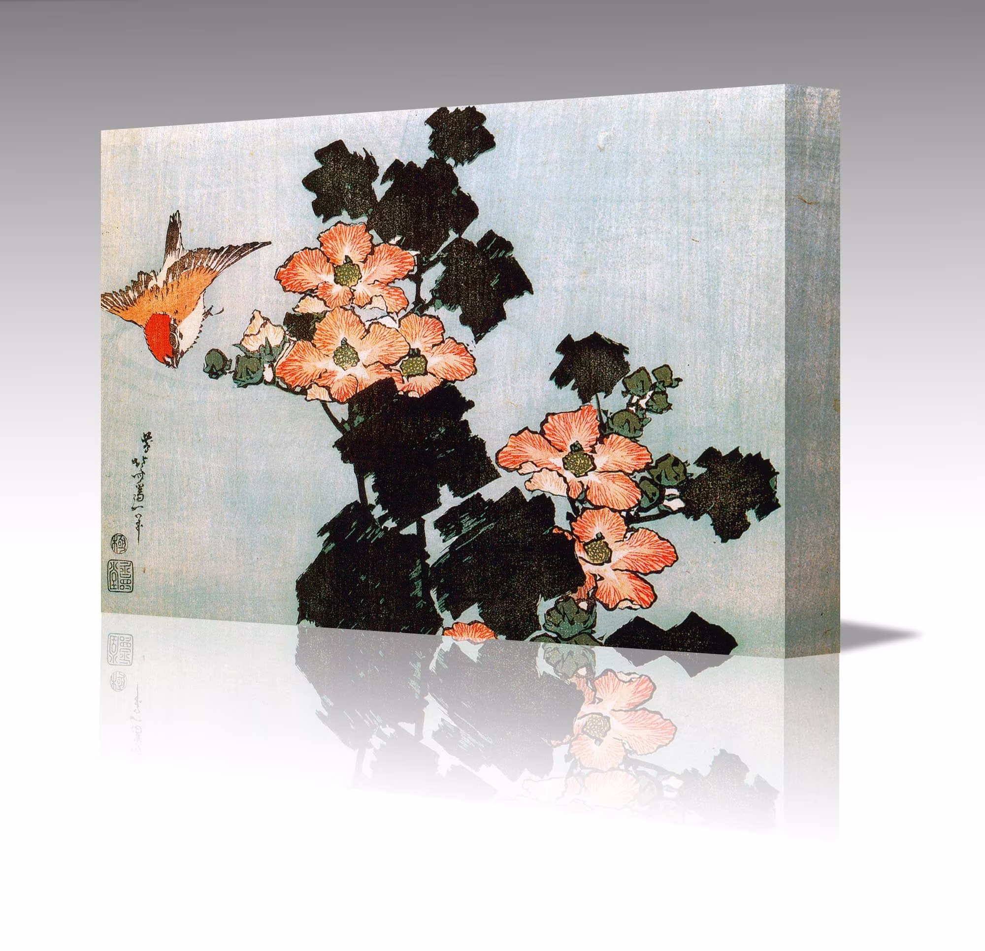 Hokusai Hibiscus & Swallow Japan Japanese Large Framed Canvas Wall Art Picture Print Home Decor Decoration Living Dining Room