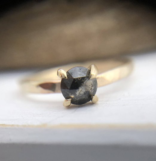 Salt And Pepper Round Diamond Ring