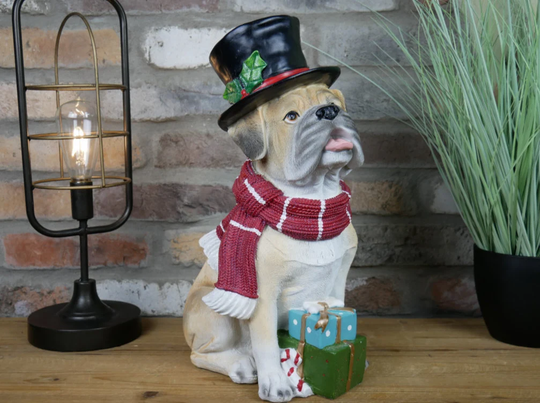 Large Christmas Dog English Mastiff Festive Home Decoration Seasonal Animal Themed Ornament