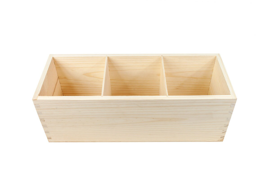 Indoor Herb Planter, 3 Compartments, Pot Planter Cover, Natural Wood Box, Tall Wooden Medium Plant Pot