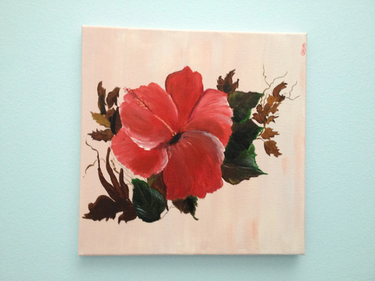 Hibiscus in Oil - Unframed 12 X On Canvas