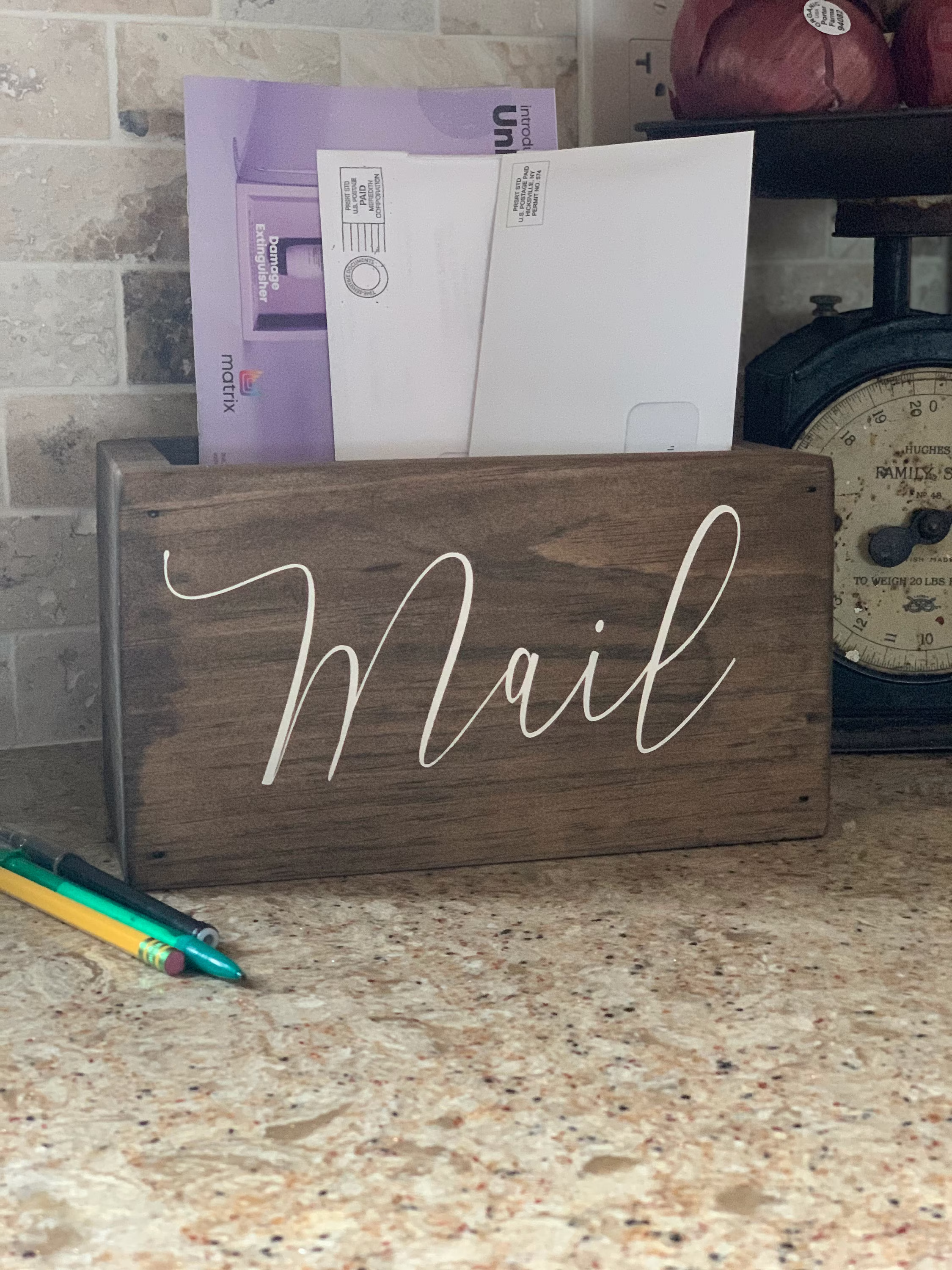 Mail Box For Organizing, Wooden Storage Box, Holder, Counter Paper Organizer, Desk Organizer