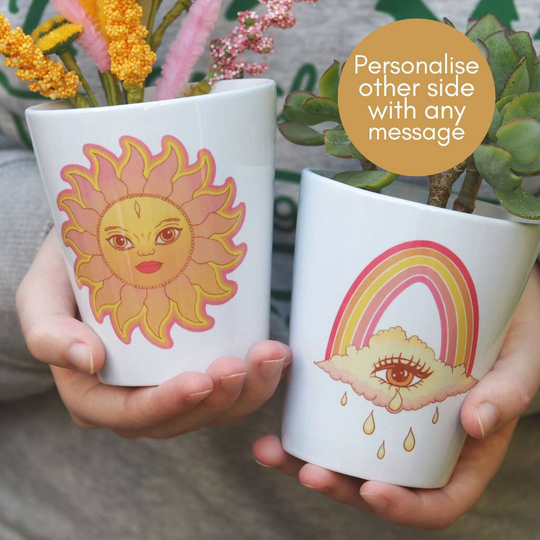 Personalised Sun, Rainbow Cloud Or Moon Plant Pot