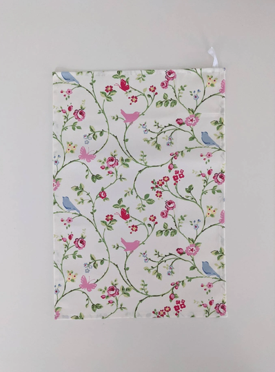 Bird & Butterfly Tea Towel Pink