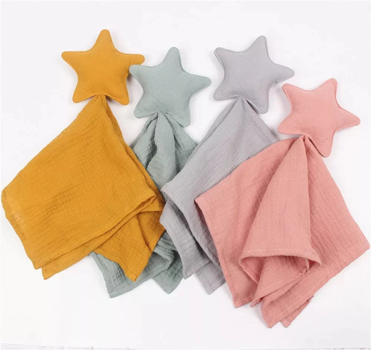 Personalised Baby Comforter, Organic Soft Cotton Star, Blanket, New Gift, Muslin, Boy Girl Unisex, 50x50cm
