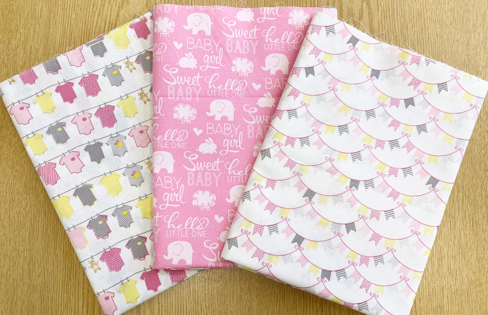 New Baby Fabric 100% Organic Cotton Pink Girl Nursery Craft Material Metre