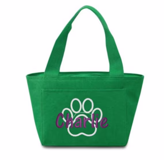 Personalized Pet Lunch Box - Dog Meds Pet Snacks Snack Bag Insulated Pick Your Tote Color, Font, & Thread Color