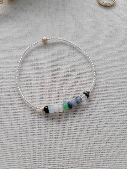 Multi Gem Seed Beed Bracelet // 14K Gold Filled Findings