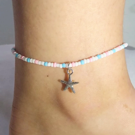 Dainty Patterned Anklet/ Trendy Seed Bead Cute Boho Style Summer Jewellery