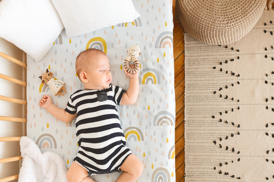 Earthy Organic Tones Crib Sheet, Rainbow Sheet For Nursery, Scandinavian Bedding, Boho Fitted Baby Boys