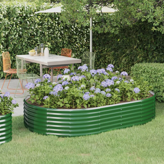 Asupermall - Garden Planter Powder-coated Steel 214x140x36 cm Green