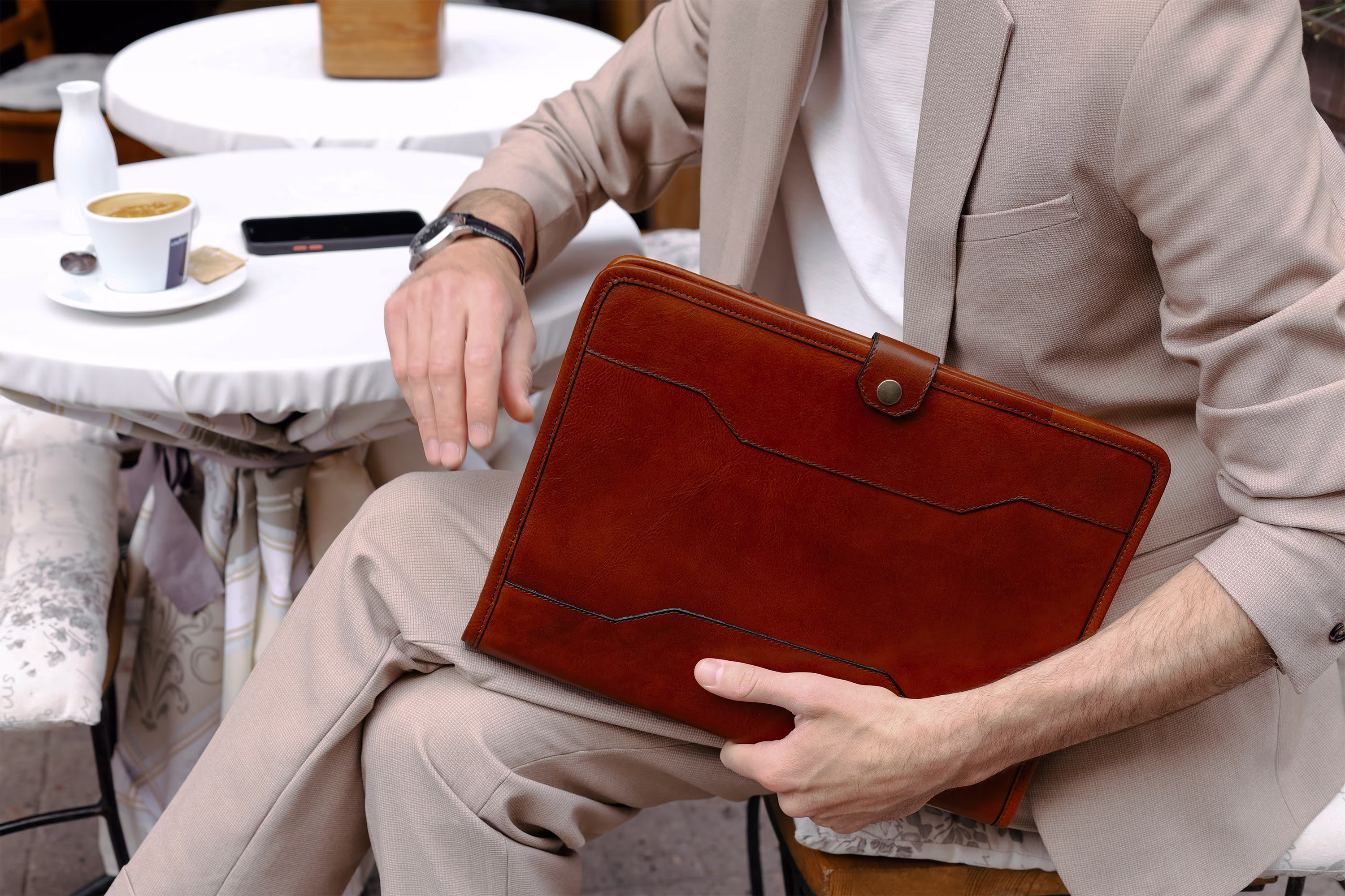 Leather Portfolio Personalized, A4 Document Holder, Men's Organizer 8.5x11 In, Laptop Bag, Christmas Gift For Him