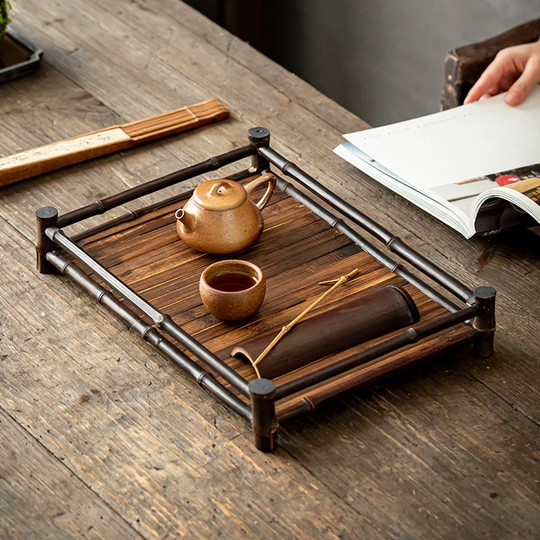 Tea Shelf Handmade Purple Bamboo Rack Chinese Art