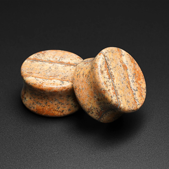 Picture Jasper Double Flare Plug | Organic Stone Ear Stretcher Gauges Sizes 4mm | 6G - 16mm | 5/8