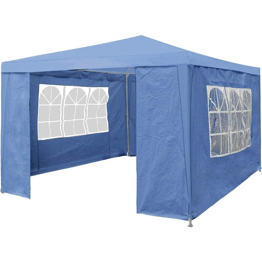 Gazebo With Sides, Waterproof Gazebo with 4 Side Panels, Fully Waterproof, Party Tent Marquee Awning with Powder Coated Steel Frame (3x3m,Blue)