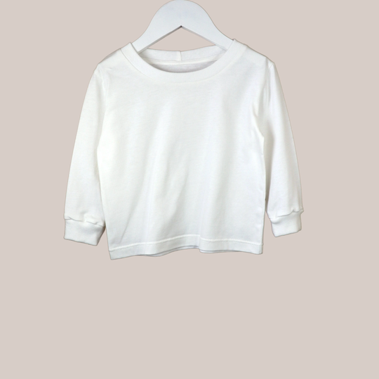 White Baby Long Sleeve Top - 100% Organic Cotton