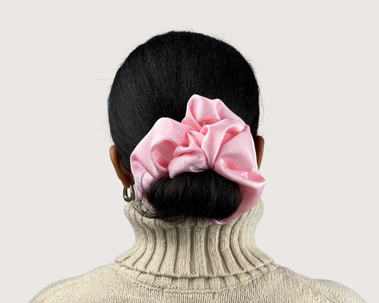 Oversized Powder Pink Silky Satin Scrunchie | Handmade in The UK