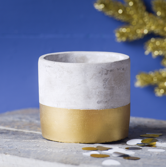 Luxury Gold Dip Cement Planter