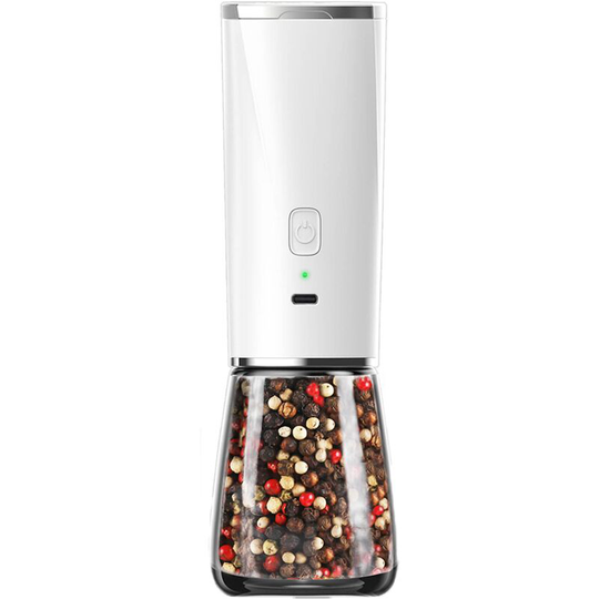 Electric Salt and Pepper Grinder Set - Pack of 2-Automatic Rechargeable Mills-Adjustable Ceramic Grind Upgrade Charging White [1 Pack]