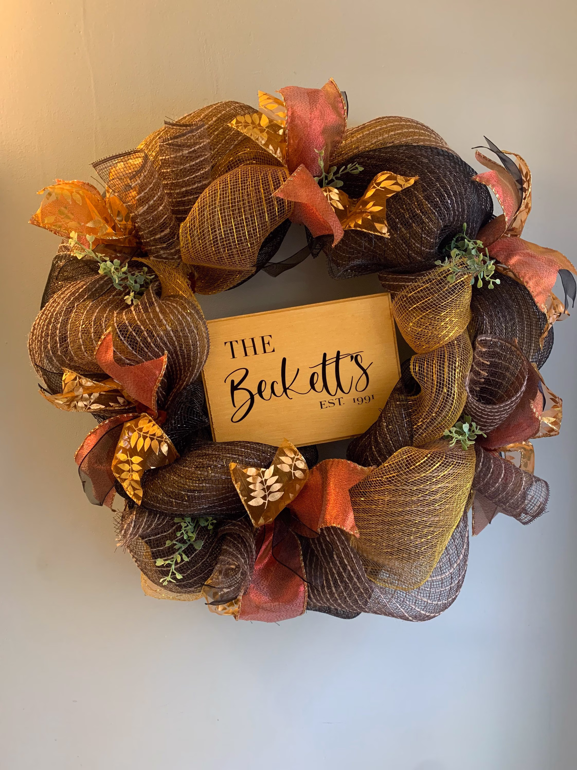 Personalized - Fathers Day Wreath Bronze Wreath, Black Gold & Brown Beautiful Spring All Season
