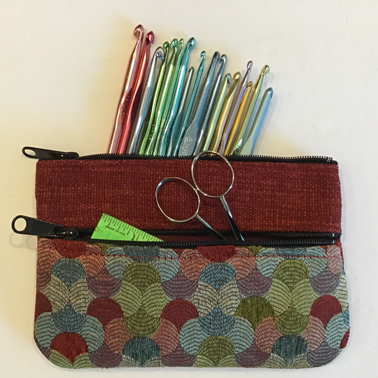 Clutch, Organizer, Small Purse, Knitting Needle Case, Crochet Hook Cross Stitch, Rug Hooking