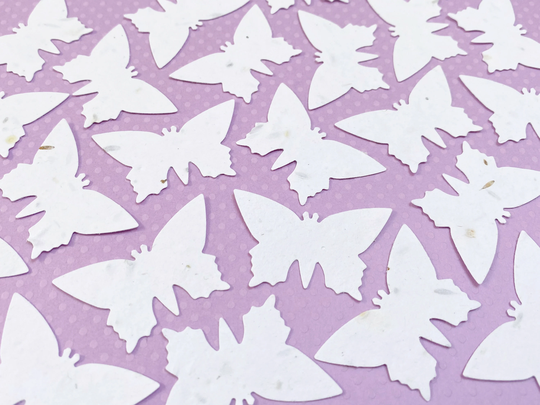 50 White Plantable Seed Butterflies 280Gsm/Wildflower Meadow Biodegradable Eco Friendly Seeded Hearts Wedding Decor
