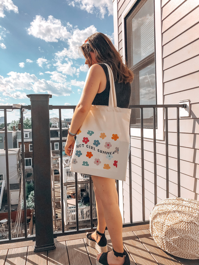 Hot Girl Summer Flower Power Organic Cotton Tote Bag