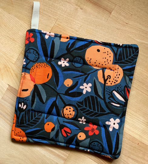 Potholder/Hot Pad/Trivet, Organic Canvas Potholder, Modern Farmhouse, Insulated Potholder, Blue Potholder
