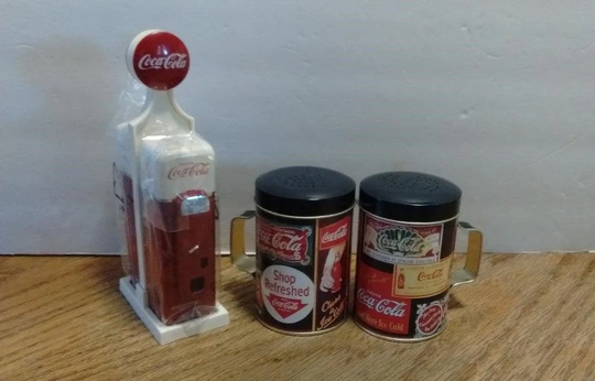 Coke Salt Pepper Shakers Two Sets Home Kitchen Table Collectible