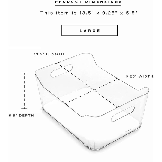 Plastic Storage Bins, Large - 2 Pack | Multi-Use Organizer Bins | Built-in Handle | BPA-Free | Pantry Organization | Home Organization | Fridge O