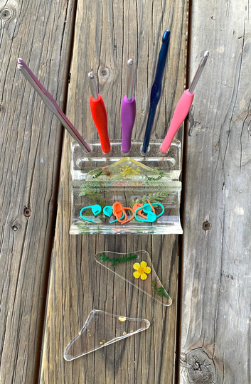 Pen, Pencil, Crochet Hook, Notions Pressed Flower Resin Organizer| Floral Office Organization, Cute & Fun Desk Storage, Supply Holder