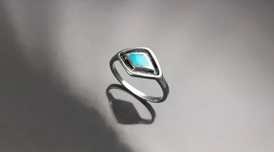 Turquoise Eye Ring, Sterling Silver, Blue Stone, Spiritual Positive Energy Protection Jewelry