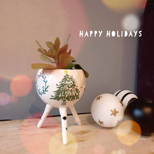 Christmas Special Pot Limited Edition Handmade Ceramic Pot. Xmas Decoration, Planter, Plant Flower Gift Idea. Succulent