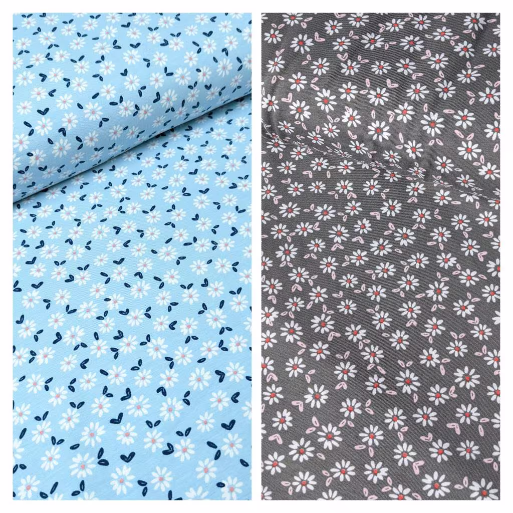 Daisies Gots Organic Cotton Jersey Fabric, Stretch Jersey, Fabric