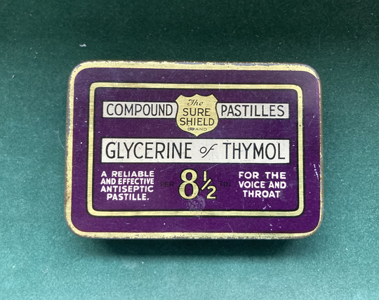 Vintage Glycerine Of Thymol Compound Pastilles Tin