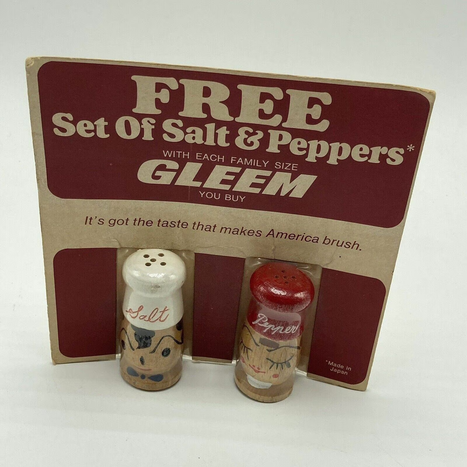 Vintage Chef Salt Pepper Shakers Wood Kitchen Gleem Promo
