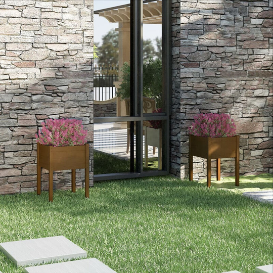 Asupermall - Garden Planters 2 pcs Honey Brown 50x50x70 cm Solid Pinewood