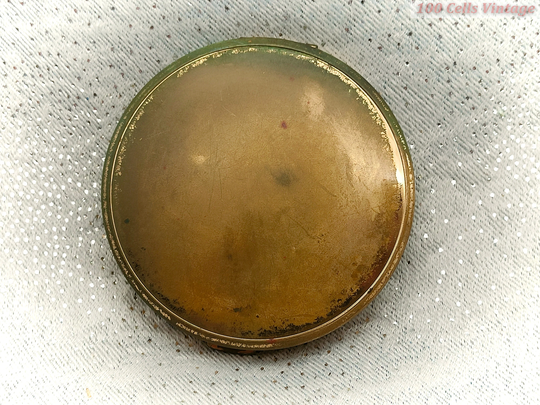 Plain Brass Minimalist Vintage Ladies Powder Compact -7cm By Melissa-With Patina