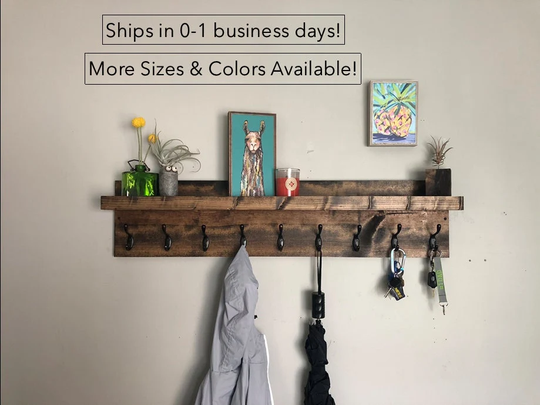 Coat Rack With Shelf | The Ed Key Holder Entryway Organizer Towel Hooks Wall Mounted Leash Mask Rustic Modern With Storage