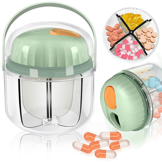 Betterlifegb - Portable Pill Organizer, Weekly Pill Box Travel Medicine Organizer bpa Free Moisture Proof Medicine Container(Green)